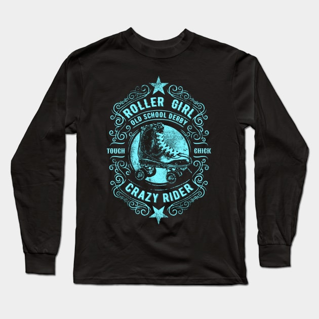 Roller Girl in Aqua Long Sleeve T-Shirt by LittleBean